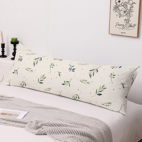 1 Piece Long Body Pillow Case, Small Green Leaves Design, BusDeals Today