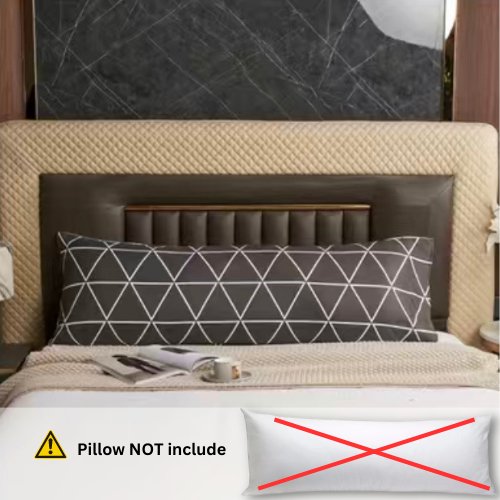 1 Piece Long Pillow Case, Reversible Geometric Design Dim gray and White color. - BusDeals