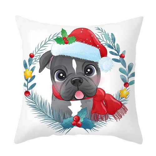 1 Piece modern cute dog with santa hat design, Decorative Cushion Cover. - BusDeals Today
