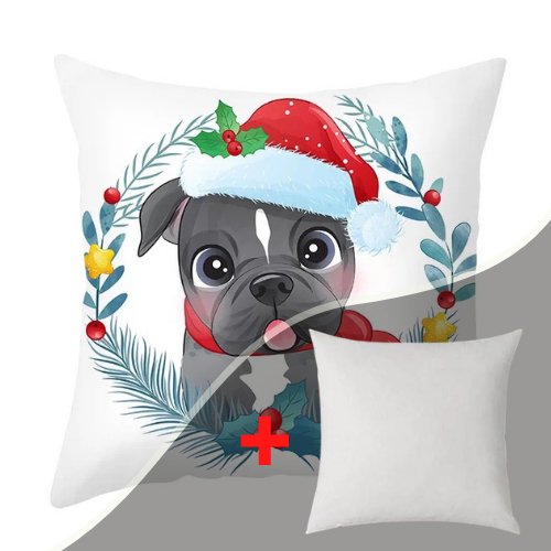 1 Piece modern cute dog with santa hat design, Decorative Cushion Cover. - BusDeals Today