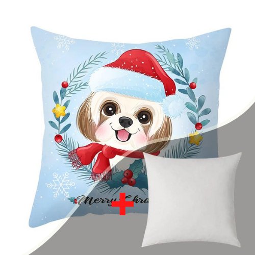 1 Piece modern cute puppy with santa hat design, Decorative Cushion Cover. - BusDeals Today