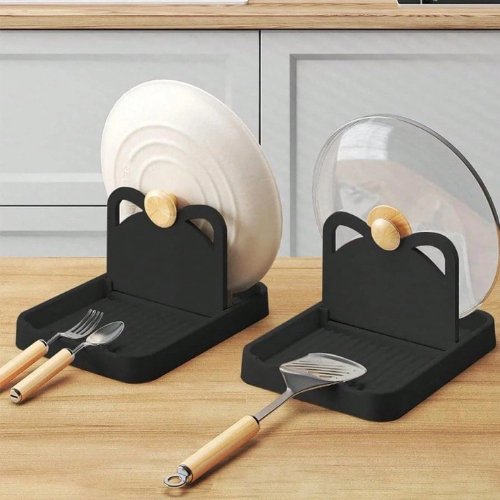 1pc Foldable Kitchen Pot Lid Rack, Spoon Holder and Spatula Organizer. - BusDeals