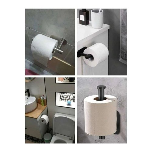 1pc Stainless Steel Bathroom Wall Mounted Toilet Paper Holder, Black Color. - BusDeals