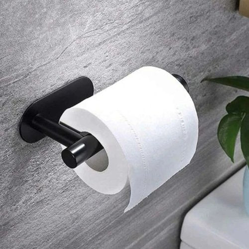 1pc Stainless Steel Bathroom Wall Mounted Toilet Paper Holder, Black Color. - BusDeals