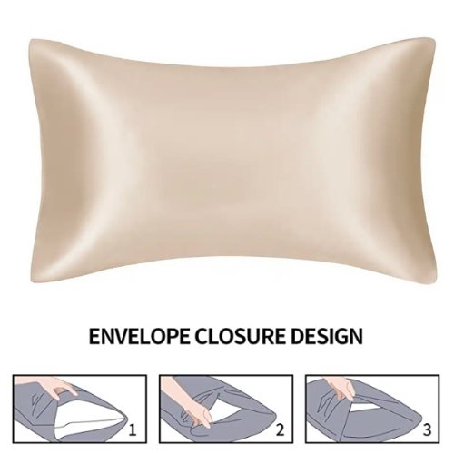 2 Pieces Pillowcases Silky Satin pillow cover set Hair Skin, Champagne Color. - BusDeals