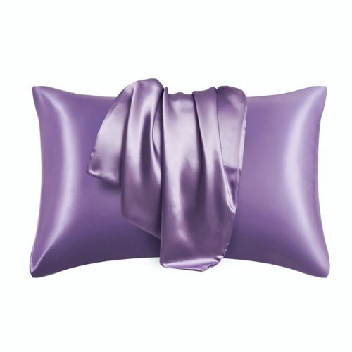 2 Pieces Pillowcases Silky Satin pillow cover set Hair Skin, Lavander Color. - BusDeals