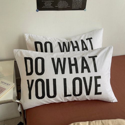 2 Pieces Set Premium Soft Quality Pillow Covers Love Graphic Design, White Color, BusDeals Today