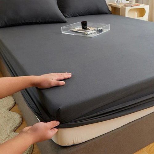 3 Pieces Fitted Bedsheet Set, Plain Black Color, Various Sizes, BusDeals Today