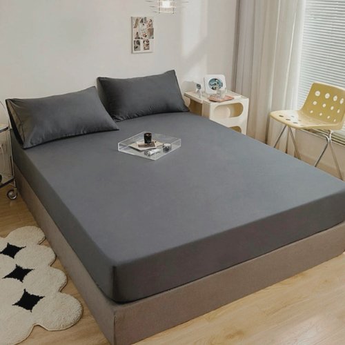 3 Pieces Fitted Bedsheet Set, Plain Black Color, Various Sizes, BusDeals Today