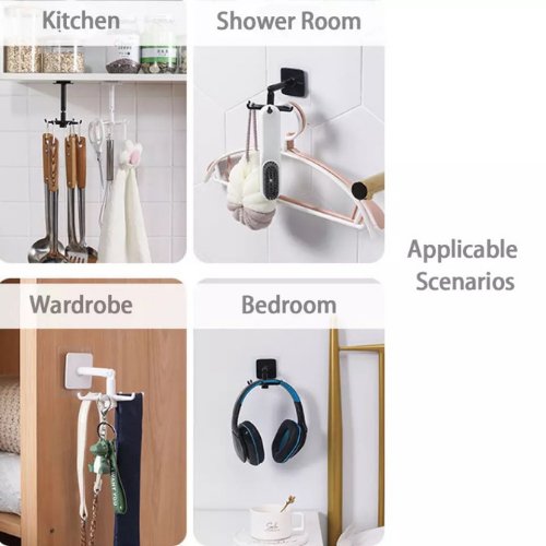 360 Degree Rotating Hook Organizer, Wall Mounted Hanger -BusDeals Today