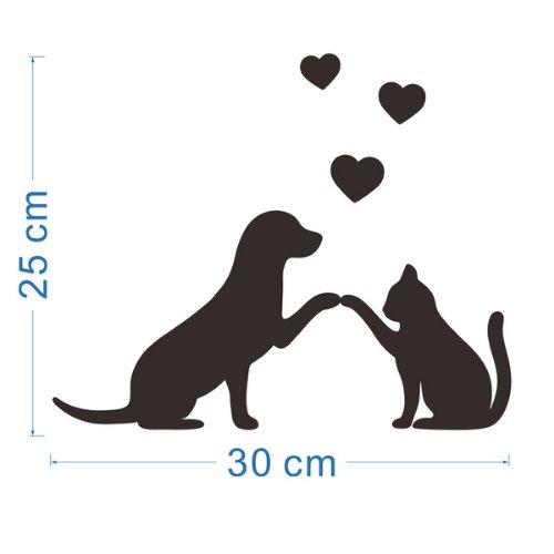 3D Wall mirror stickers dog and cat design home decor, Black color - BusDeals Today