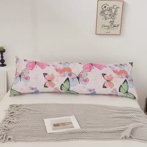 1 Piece Long Body Pillow Case, Pink Color Butterfly Design, BusDeals Today