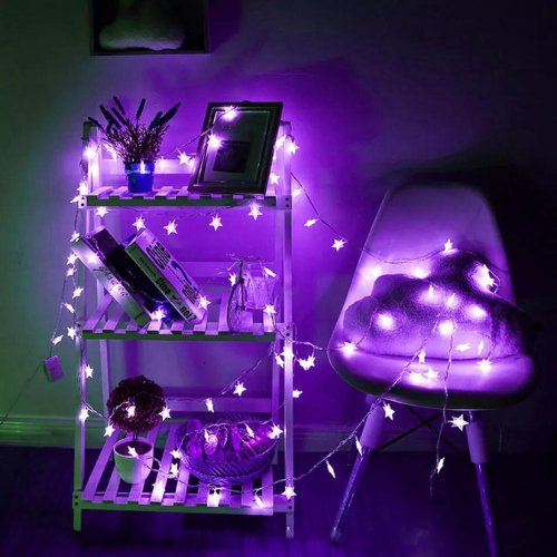 6M 30pcs Star LED String Light, Decorative Light for Indoor, Purple Color. - BusDeals