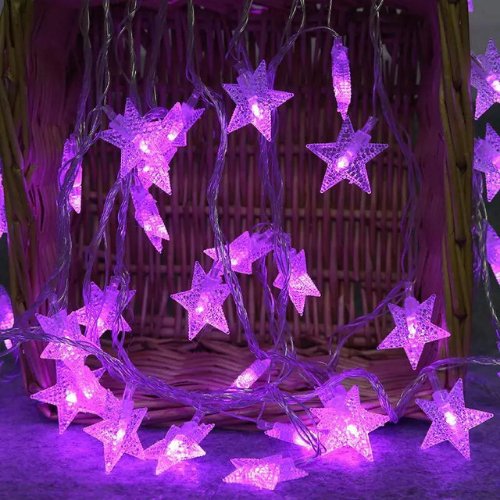 6M 30pcs Star LED String Light, Decorative Light for Indoor, Purple Color. - BusDeals
