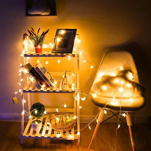 6M 30pcs Star LED String Light, Decorative Light for Indoor, Yellow Color. - BusDeals