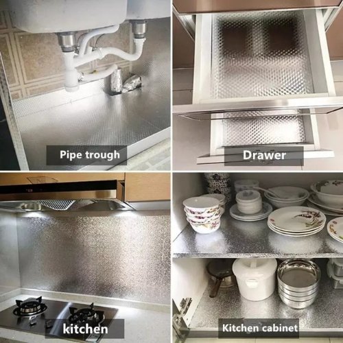 Aluminum foil waterproof kitchen stickers, 40x106 cm - BusDeals