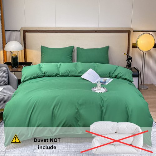 Basic Single Set of 4 Pieces, Luna Home Premium Quality Duvet Cover Set. Green color. - BusDeals