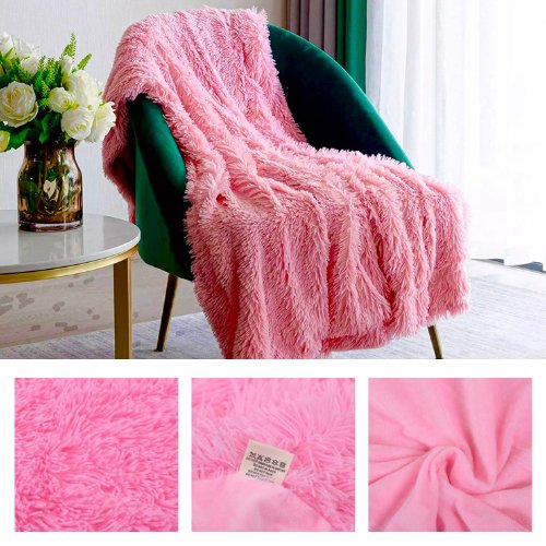 Blanket Soft Fur Fluffy Korean Style, Pink Color. - BusDeals