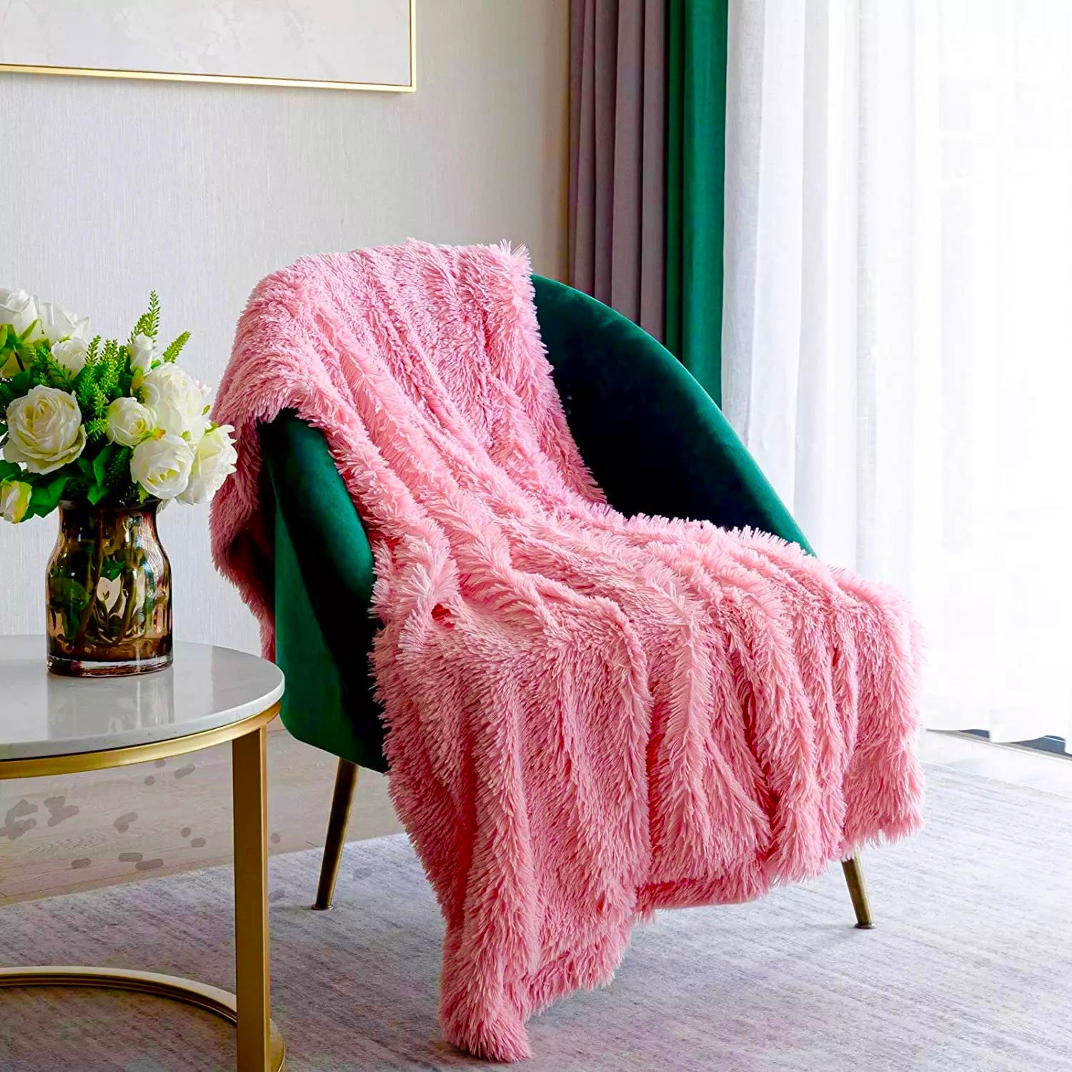 Blanket Soft Fur Fluffy Korean Style, Pink Color. - BusDeals