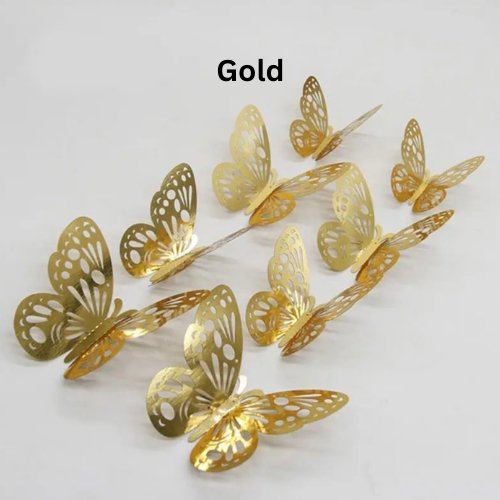 Butterfly Sticker 12pcs, 3D Double Layer Decoration For Wall. - BusDeals