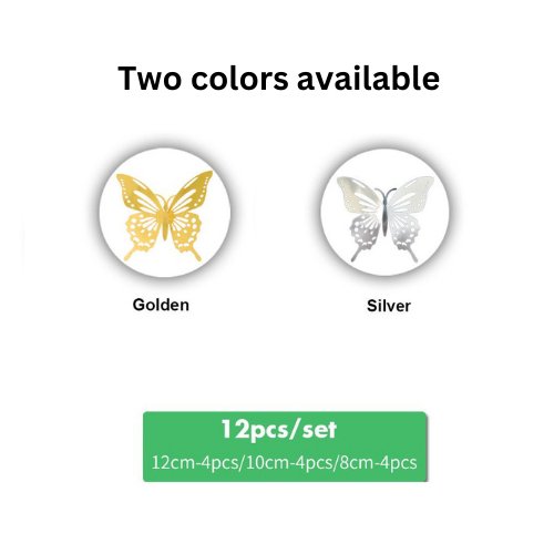 Butterfly Sticker 12pcs, 3D Double Layer Decoration For Wall. - BusDeals