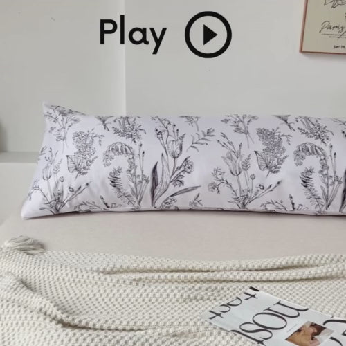 1 Piece Long Body Pillow Case, Dim gray Leaves Design.