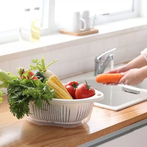 Cute Double layer Multi-functional Basket with cover, White Color - BusDeals