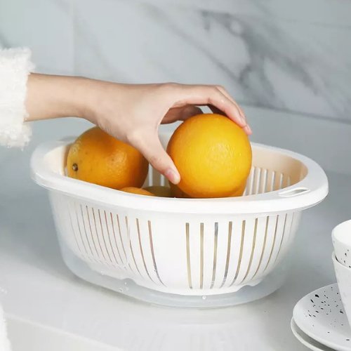 Cute Double layer Multi-functional Basket with cover, White Color - BusDeals