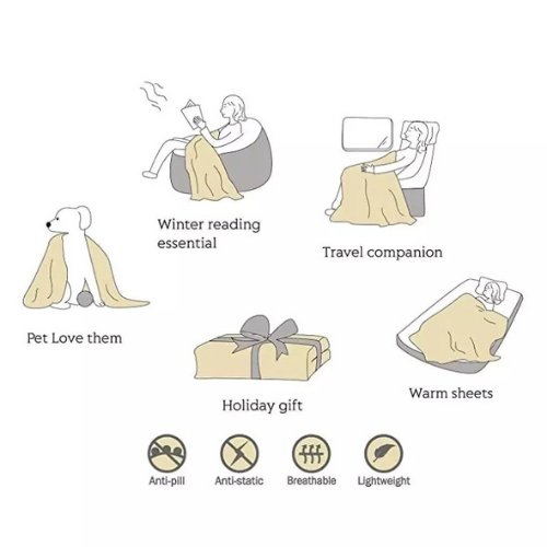 Fleece Blanket 200*230cm Super Soft Throw Dino Design, Blue Color. - BusDeals