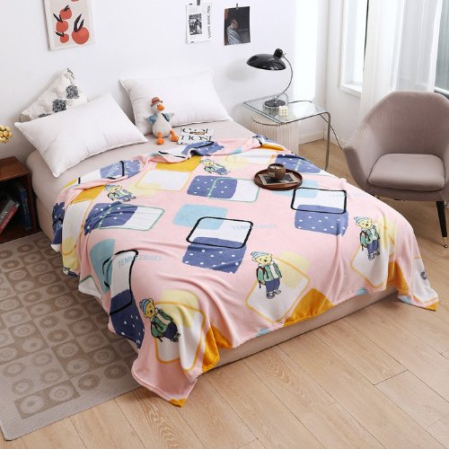 Fleece Blanket 200*230cm Super Soft Throw Pink Color with Teddy. - BusDeals