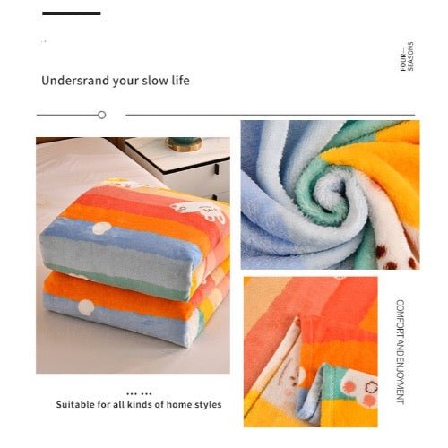 Fleece blanket, Multi-Color Stripe Design - BusDeals