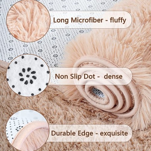 Fluffy Shag Fur Floor Rug, Cappuccino Color. - BusDeals
