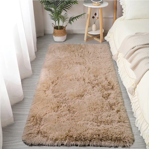 Fluffy Shag Fur Floor Rug, Cappuccino Color. - BusDeals