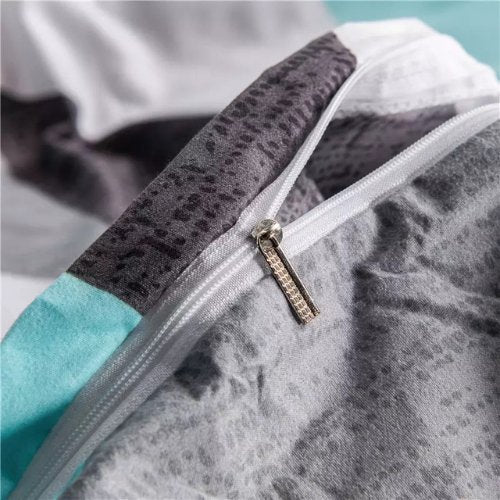 King size 6 pieces Bedding Set without filler, Light Blue Geometric Design - BusDeals