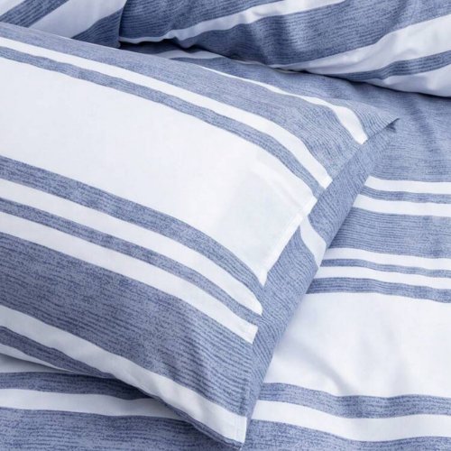 King Size 6 pieces, Blue Stripe Design Duvet cover set. - BusDeals