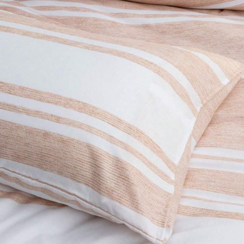 King Size 6 pieces, Coral Stripe Design Duvet cover set. - BusDeals