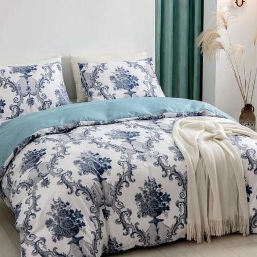 King size 6 pieces without filler, Bohemia design navy color, Bedding Set - BusDeals