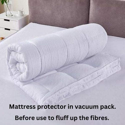 King Size Mattress Topper 180*200+8cm, Super Soft White Protector Pad, Vacuum packed. - BusDeals