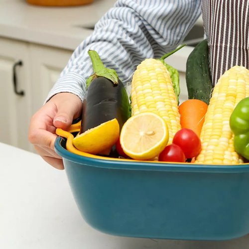 Kitchen Multifunctional Double-Layer Strainer and Basket Set, Medium size - BusDeals