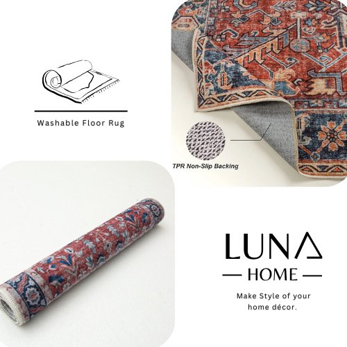 Long Rug Moroccan Style, Maroon Color. - BusDeals