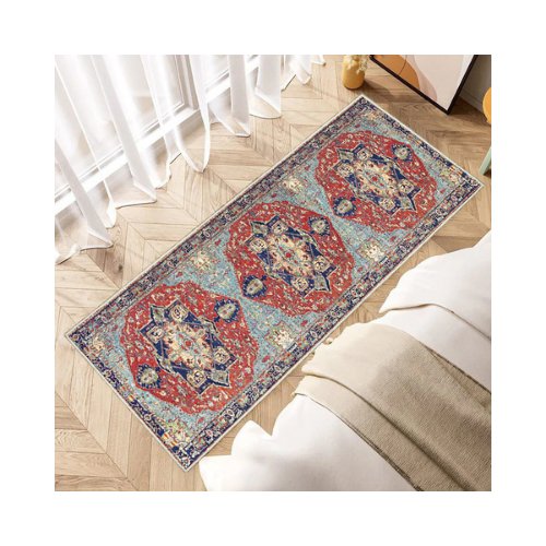 Long Rug Moroccan Style, Maroon Color. - BusDeals