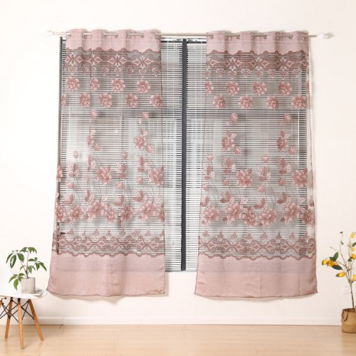 Modern tulle, Window curtains set of 2 Pieces, Light brown color - BusDeals