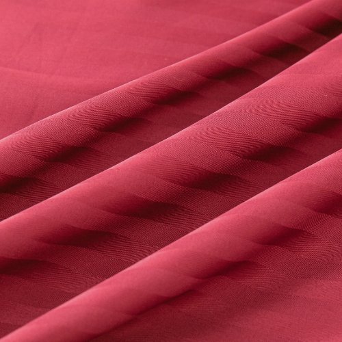 Premium 6 Piece King Size Duvet Cover Satin Stripe Berry Red. - BusDeals