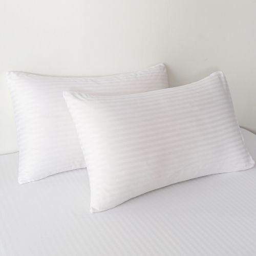 Premium King Size 6 Pieces Bedding Set without filler, Solid White Color, Satin Stripe Design - BusDeals