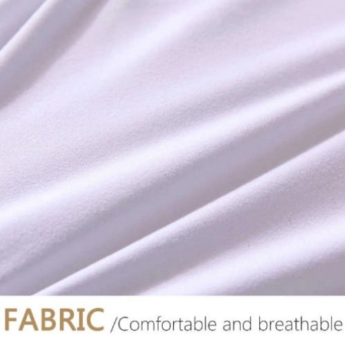 Premium King Size 6 Pieces Pinch Pleat Plain Pearl White, Bedding Set - BusDeals