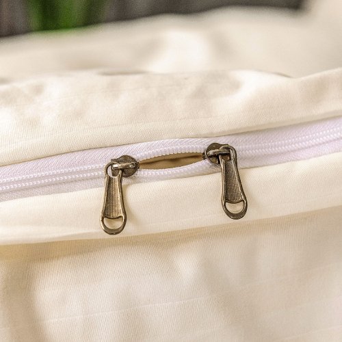 Premium King Size 6 Pieces Plain cream striped design, bedding set - BusDeals