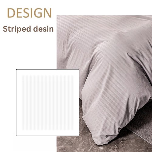 Premium King Size 6 Pieces Plain Gray striped design, bedding set without filler - BusDeals