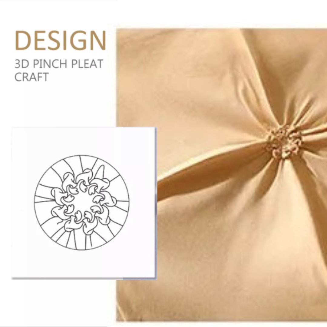 Premium King size 6 pieces Without filler, Pinch pleat plain yellow gold color , Bedding Set - BusDeals