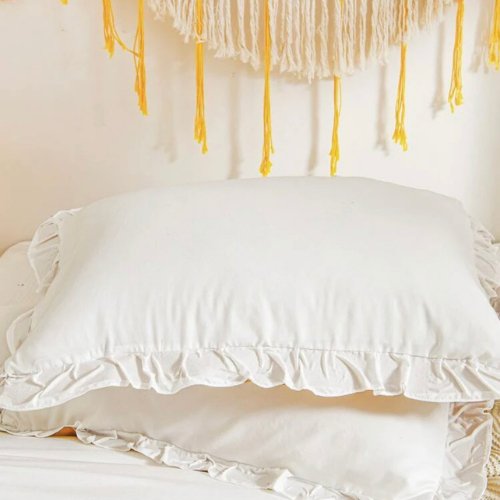 Premium King size 6 pieces without filler, Plain color ruffles design, Bedding Set - BusDeals