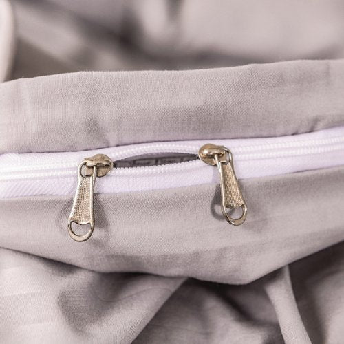 Premium King size Plain grey striped design, bedding set of 6 pieces without filler - BusDeals